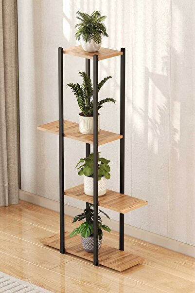 WOODENSA Dekoratif 4 Raflı Metal Çiçeklik Saksı Standı Saksılık