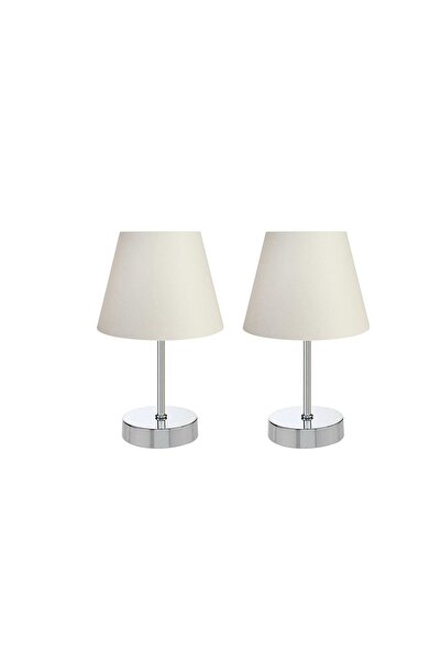 Vivense EVLİGHT METAL AYAKLI İKİLİ ABAJUR, KROM BEYAZ