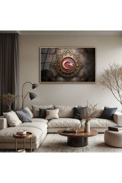 BestSanat Modern Türk Bayrağı Cam Tablo