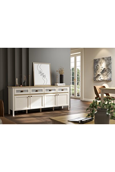 Vivense VALENA KONSOL ÇOK AMAÇLI DOLAP, 4 KAPAKLI 4 ÇEKMECELİ