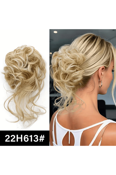 Zeysum Balköpüğü Açık Platin Röfleli Saçlı Lastikli Kuyruklu Topuz Tokası - D...