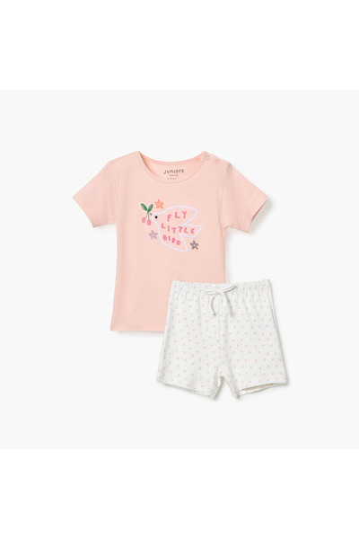 Juniors Floral Print T-shirt and Shorts Set
