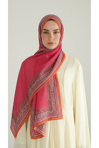 Karaca Eşarp ΠΕΤΡΑ ΒΑΜΒΑΚΙΝΟ ΣΑΛΙ ΜΕ ΕΘΝΙΚΟ ΣΧΕΔΙΟ - ΡΟΖ