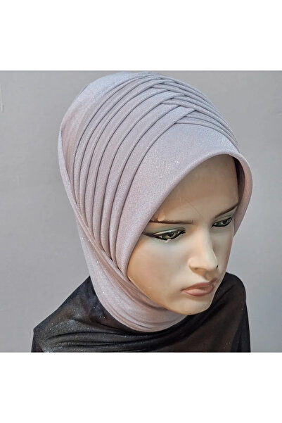 semahazırduvak Açık gri simli model l hazır türban hazır şal abiye şal duvak