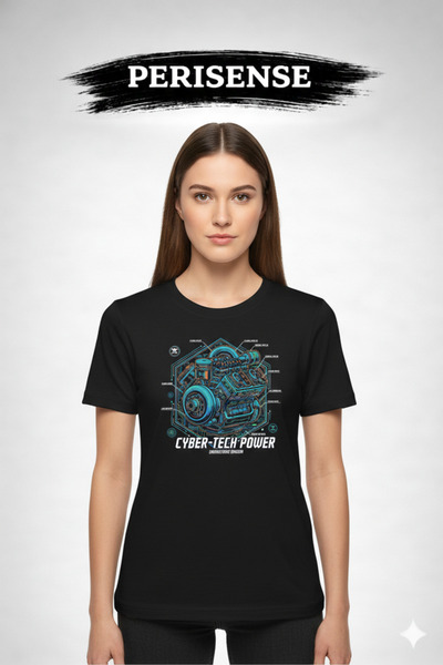 PERISENSE Unisex Car Engine Blueprint Schematic Printed Premium Combed Cotton...