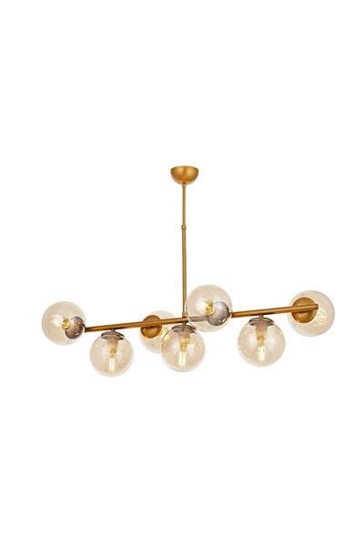 Vivense SIRALI YEDİLİ ESKİTME GOLD KASALI AVİZE, BAL CAMLI