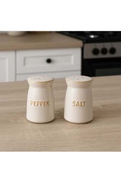 BAMI NETWORK Nordic Style Beige Ceramic Salt & Pepper Shakers Set