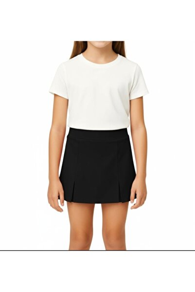 MRDN MODA Kız çocuğu beli lastikli çift yırtmaçlı arkası şort görünümlü mini ...