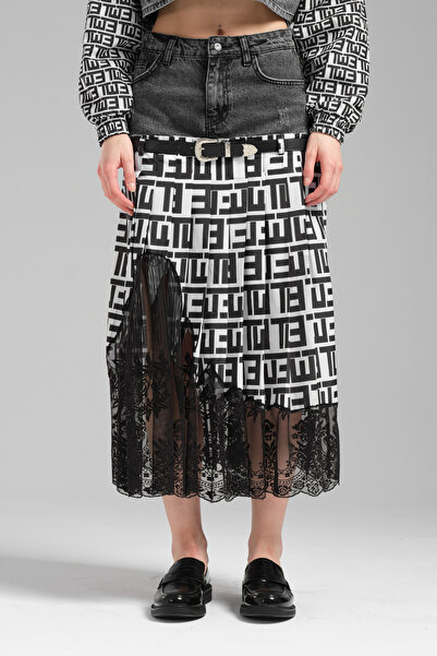 tw3 Дълга дамска пола с волани и дантелени детайли