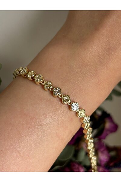 lavanderopa Taşlı Gold Cm Jewelry Yonca Bileklik