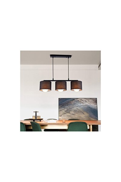 Vivense SILA KUMAŞ BAŞLIKLI SIRALI ÜÇLÜ SİYAH AVİZE