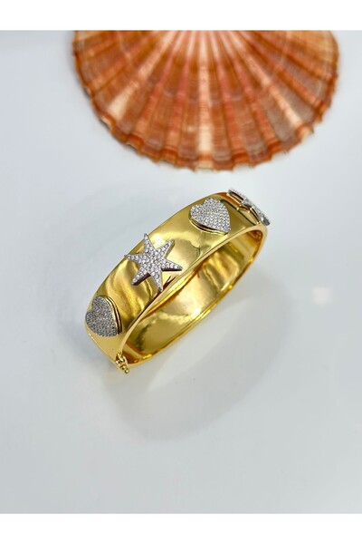 BYYEŞO Yıldız Ve Kalp Detay Çelik Kelepçe