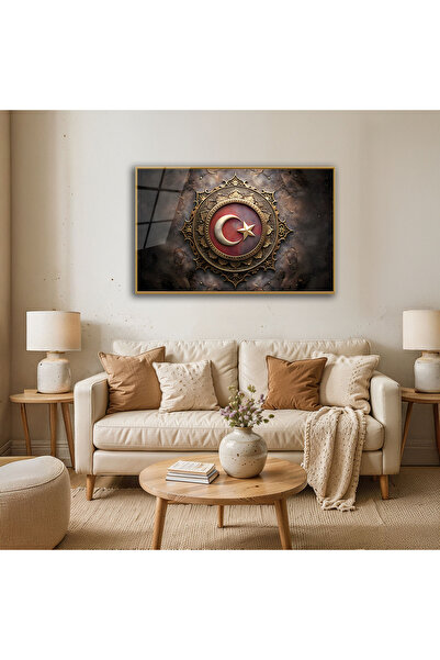BestSanat Modern Türk Bayrağı Cam Tablo