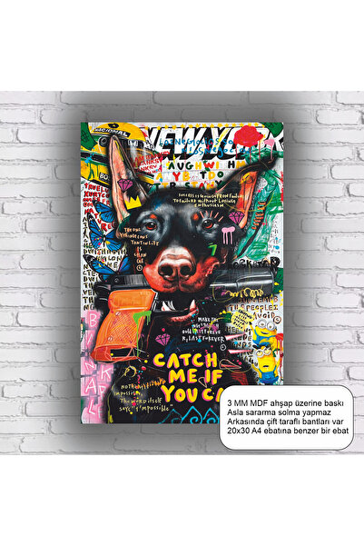 Hayat Poster Armed Black Dog Pop Art Home Decoration Mdf Painting Retro Wood ...