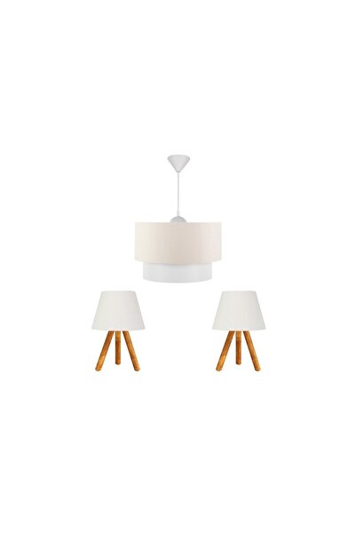 Vivense EVLİGHT ÜÇLÜ ODA SETİ AVİZE VE ABAJUR BEYAZ