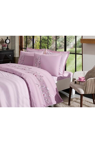 Özdilek Akfil Boutique -Florest Pembe- Çift Kişilik Nevresim Takımı (4 Yastık...
