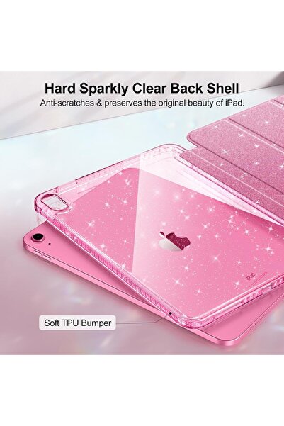 UnDePlus iPad 11.Nesil A16 11inç/10.Nesil 10.9inç Kılıf Simli Işıltılı Parlak Flip Cover Kalem Bölmeli PC