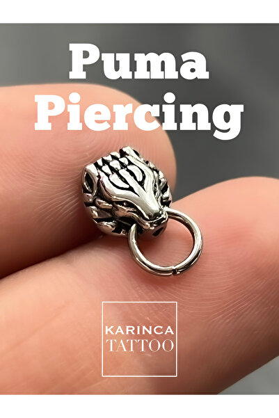 Karınca Piercing Puma Piercing Aslan Kaplan Black Panther Kulak Memesi Standa...