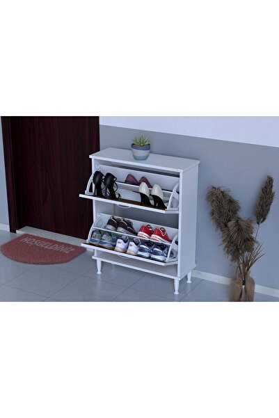 Vivense Umay Ayaklı 72 Cm 2 Düşer Kapaklı Ayakkabılık, Ceviz