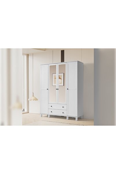 Vivense NOLA GARDIROP, BEYAZ, 4 KAPAKLI