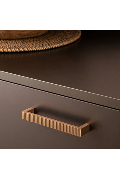 System 6721 Klasik Çizgili Kulp Şampanya Saten Renk 32 mm (iki delik arası me...