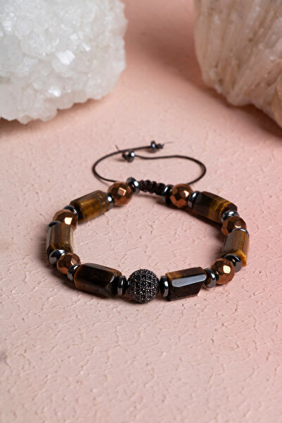 OSMANLI DOĞAL TAŞ Certified Tiger's Eye, Natural Stone Macrame Bracelet with ...