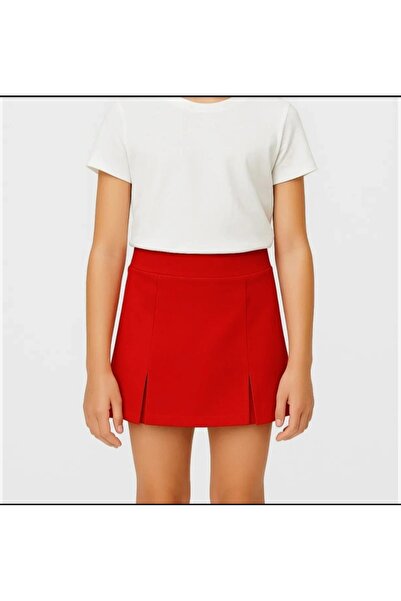 MRDN MODA Kız çocuğu beli lastikli çift yırtmaçlı arkası şort görünümlü mini ...