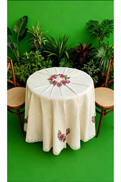 TUNCAY TEKSTİL Red Cross-Stitch Kopenaki Lace Buldan Handwork Cross-Stitch Mo...