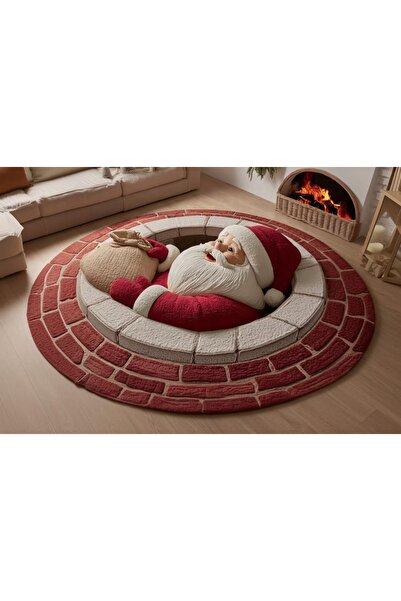 Vivense ÇUVALLI NOEL BABA YILBAŞI TEMALI HALI, 514 YNG 100X100CM