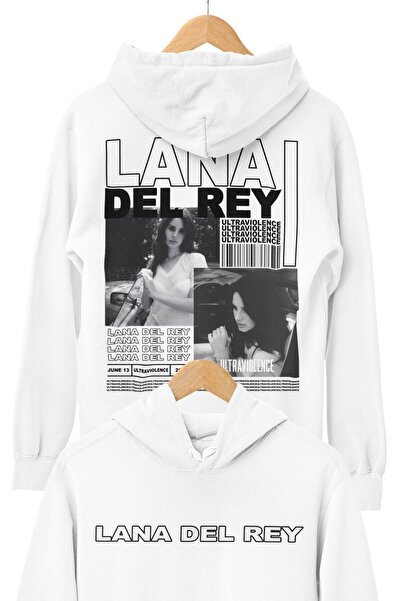 Fuddy Moda Hanorac cu glugă cu imprimeu pe spate Lana Del Rey, Hanorac cu glu...