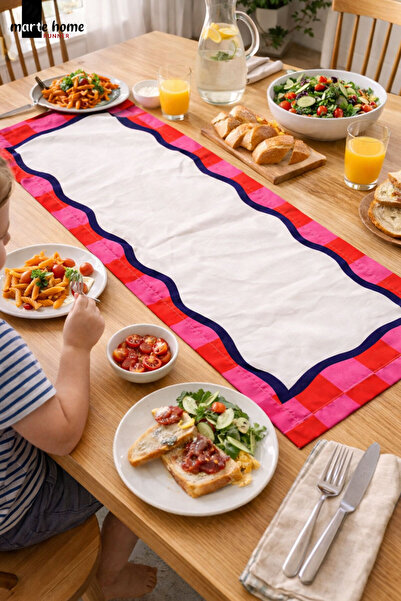 Marte Home Renkli Desen Baskılı Dekoratif Runner