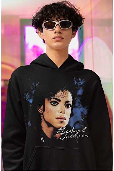 Fuddy Moda Унисекс суитшърт с качулка и принт на Майкъл Джексън, прекалено го...