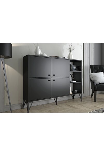 Vivense ZETA KONSOL, METAL AYAKLI, SİYAH, 140 CM