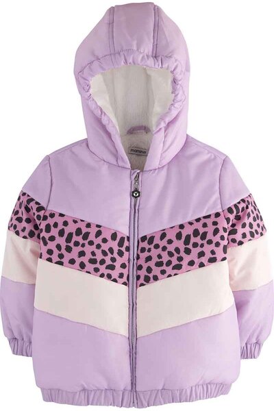 İdilbaby&Mamino Leopar Desenli Şişme Kız Çocuk Mont 16057