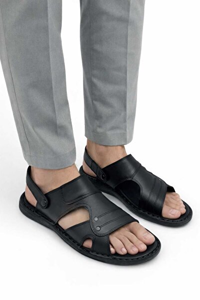 Desimod Erkek Hakiki Deri Ortopedik Hac Umre Sandalet Terlik