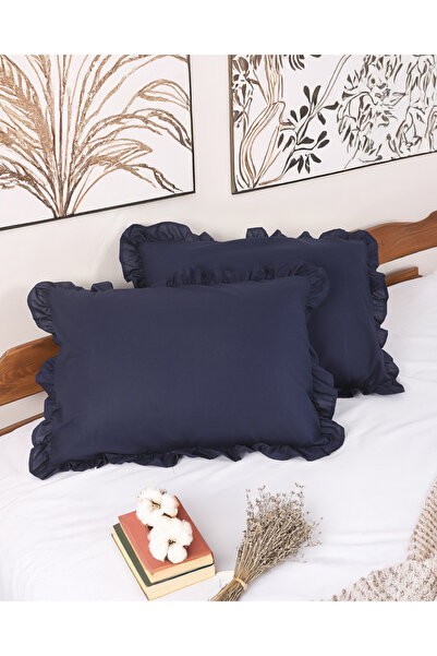 ENESSA 2 Pieces 100% Cotton Ruffled Pillowcase 50X70 cm