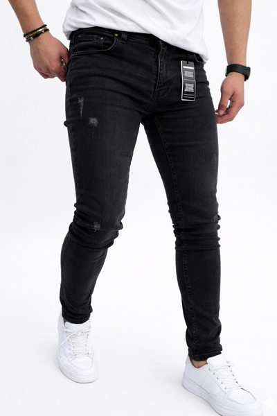 moda biz Modabiz Men's Smoked Slim Fit Flexible Jean Denim Trousers