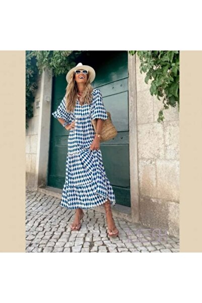 MESH sa Blue Beach Dress فستان بحر ازرق
