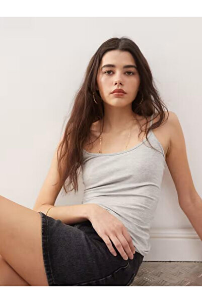 dgs look Gray Melange Strappy 100% Cotton Blouse