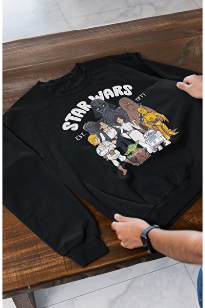 Fuddy Moda سويت شيرت قصة فضفاضة ميني ستار وورز للجنسين مطبوع بدون قلنسوة برقب...