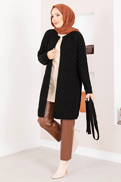 EBRUTESETTÜR Hair Knitted Belted Knitwear Cardigan Black