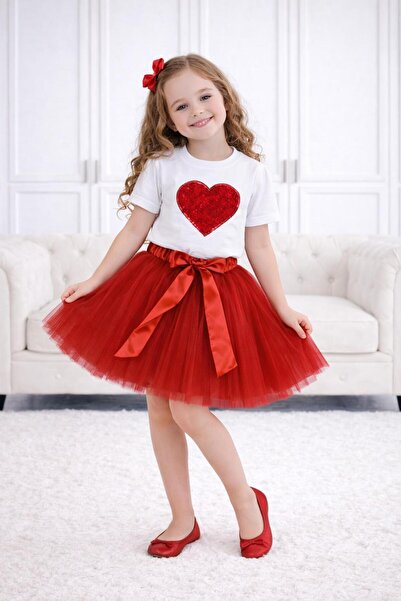 Kuraff Giyim 23 April Girl's Printed T-Shirt & Tutu Skirt Set