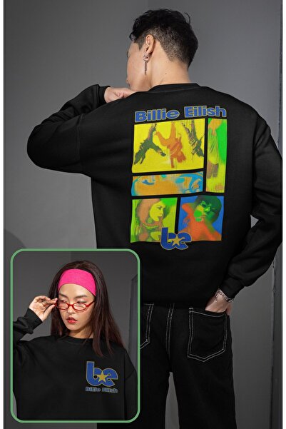 Fuddy Moda Hanorac unisex supradimensionat cu logo Be, retro, cu imprimeu Bil...