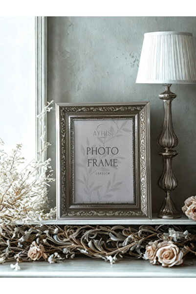 AYHİS DESIGN 15x21 cm Gümüş Klasik Çerçeve – Mat Camlı, Arkalıklı, Duvar ve M...