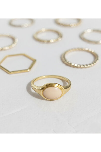 Ervalina مجموعة من 8 خواتم مينا وخواتم مفصلية