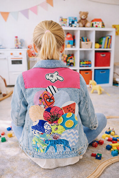 poupee Girls' Denim Jacket, Colorful Patchwork Design, Jeans Jacket, Children...