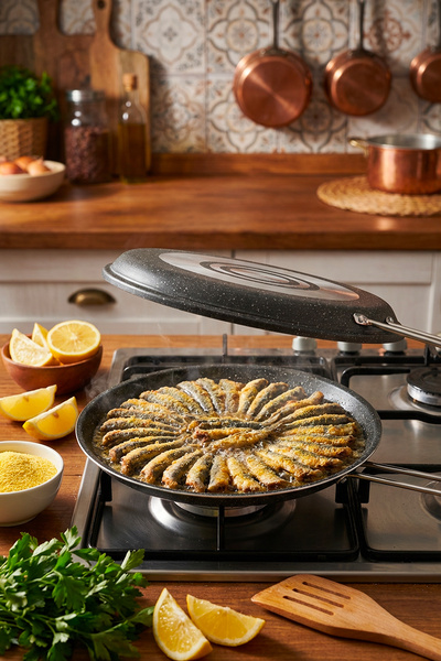 Masterchef 32 cm İkiz Balık Tavası – Yapışmaz Tava, Balık ve Izgara Pişirme T...