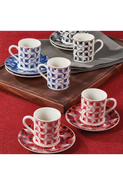 Güral Porselen Camelia 12 Parça 6 Kişilik Bone Türk Kahvesi Fincan Takımı - 2411