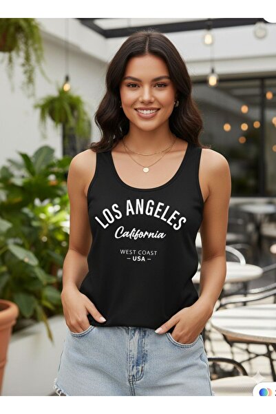 FAVORİST Los Angeles California Printed Women's Black Off-The-Shoulder Strap ...