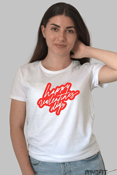 GILDAN Valentine's Day T-Shirt - Happy Valentine's Day Red Script Ladies